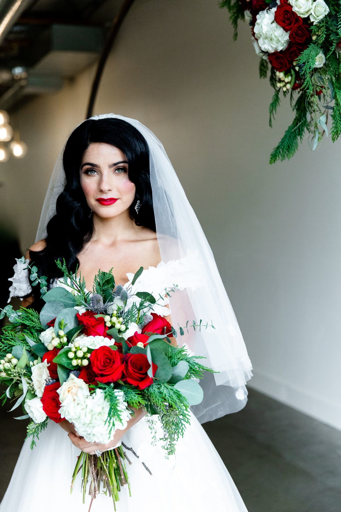 Retro Christmas Wedding With Red and Green Styling