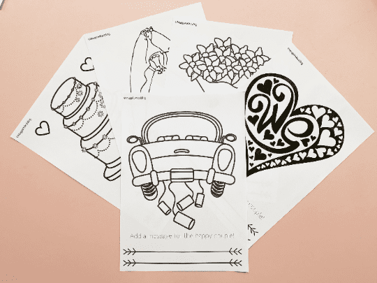 6 Page Wedding Kids Colouring In & Activity Games Pack Download