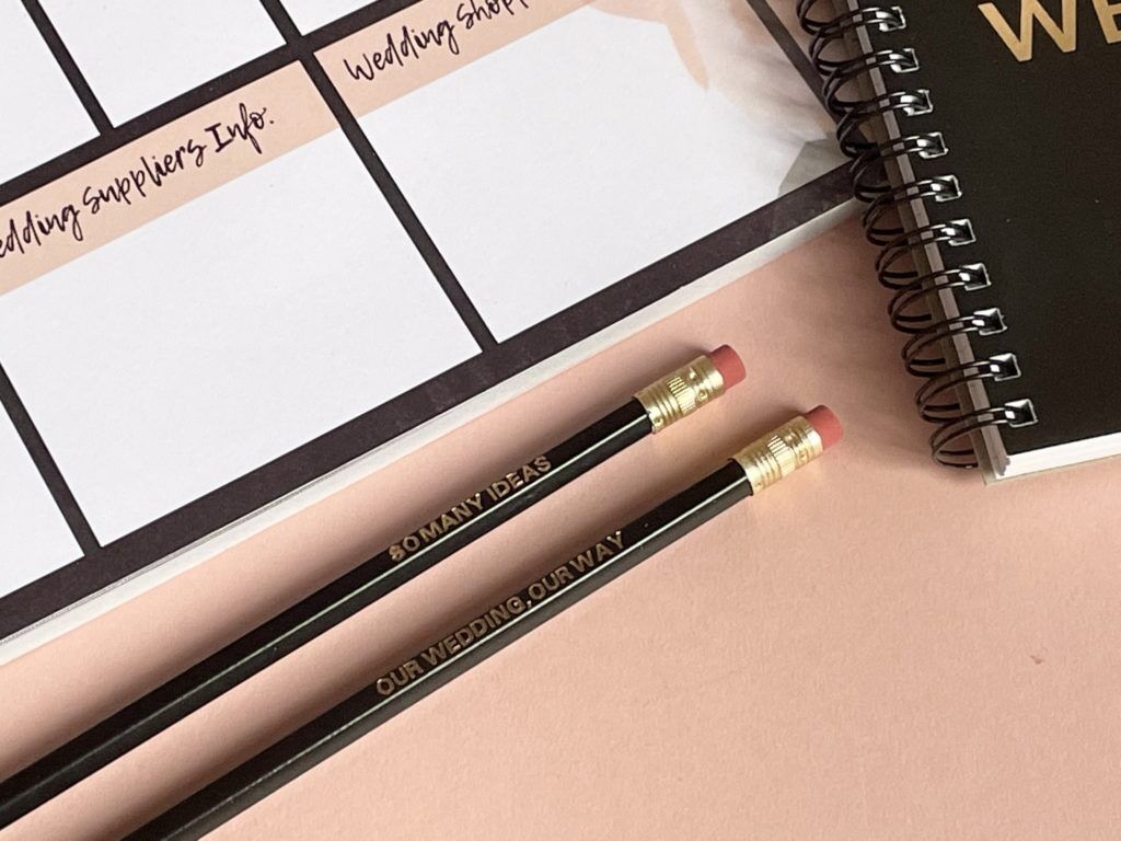 Wedding Planning Notepad, Desk Planner, Pencils Stationery Set