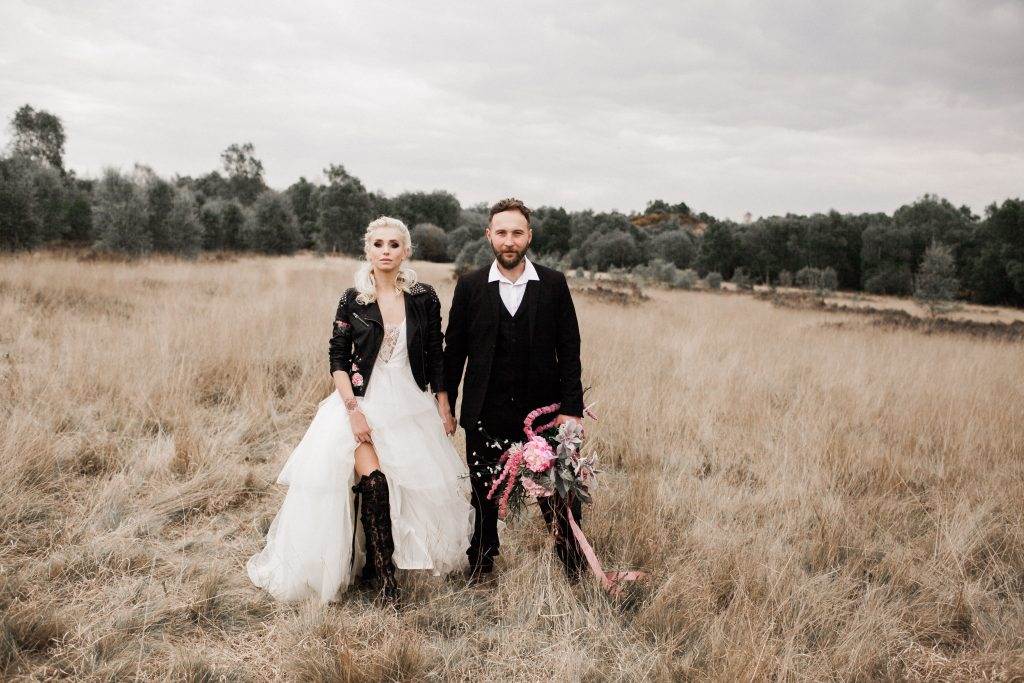 leather wedding dress Odette Muted colors of mauve Accessorize Western Wedding Dresses for