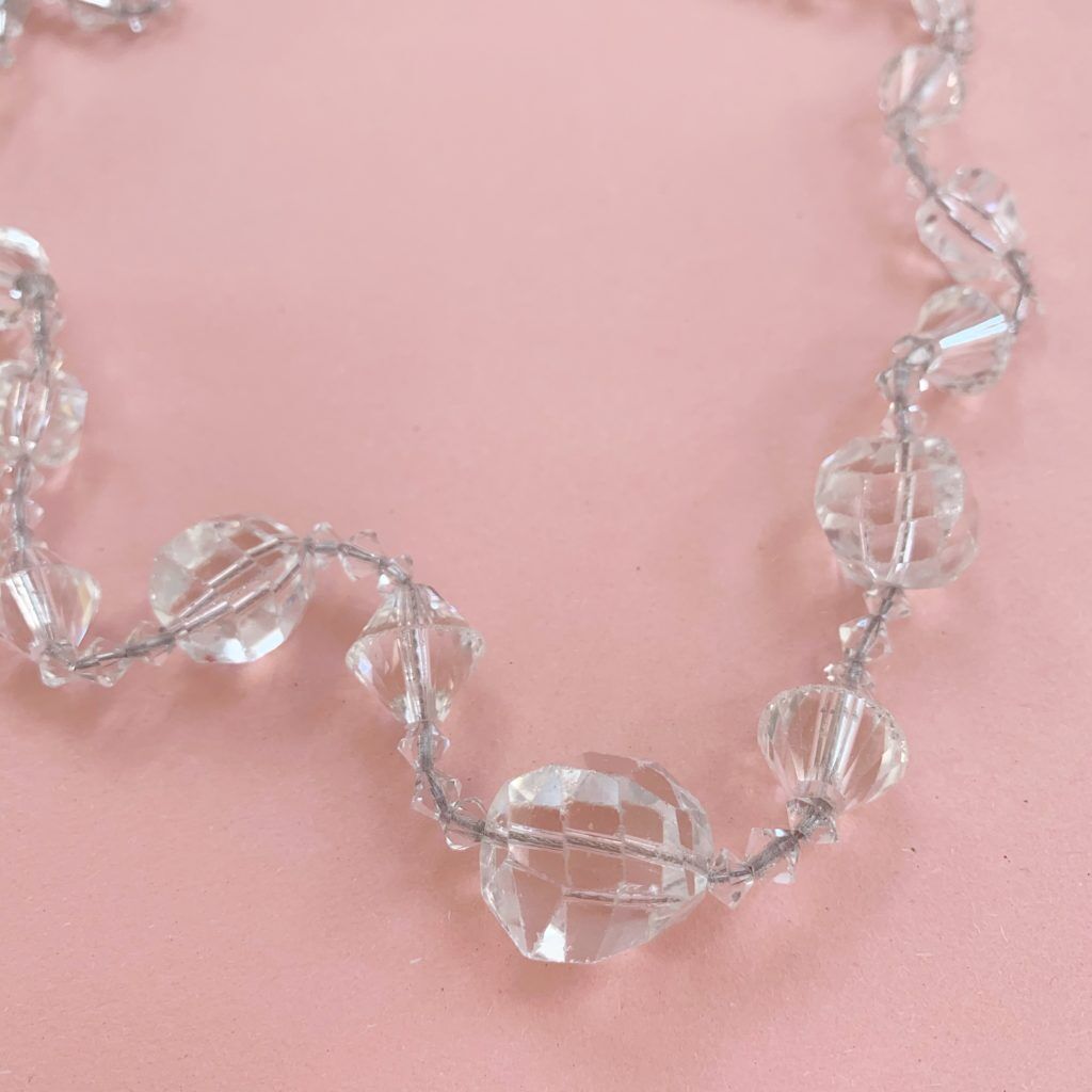 Long Clear Glass 1920s Beaded Vintage Necklace
