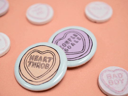 Love Heart wedding Badges
