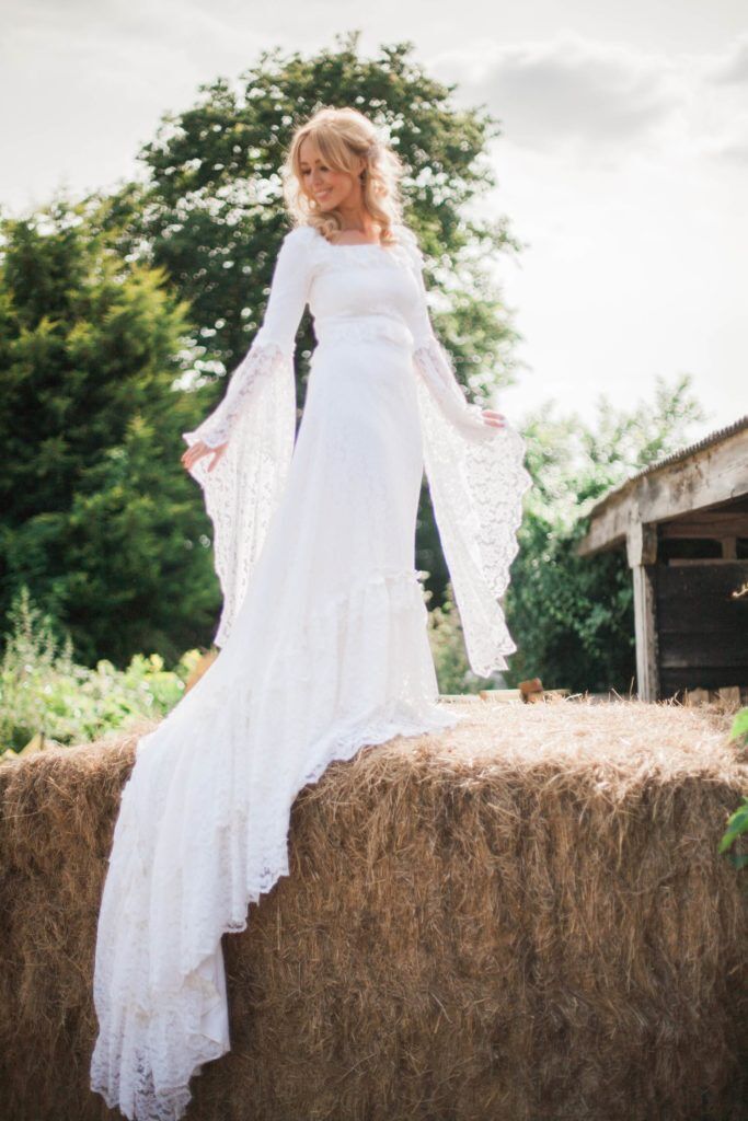 bardot boho wedding dress 12 Utterly Gorgeous Boho Gowns for Unconventional Brides - The White Dress